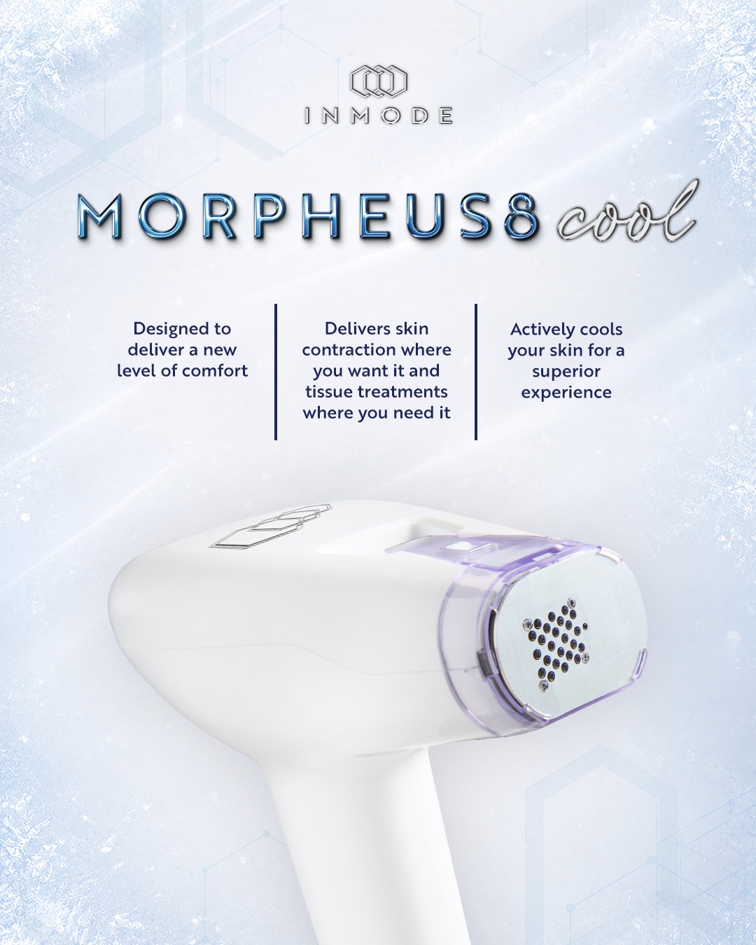 Official Morpheus8 Cool campaign artwork explaining cooling comfort and tissue treatment